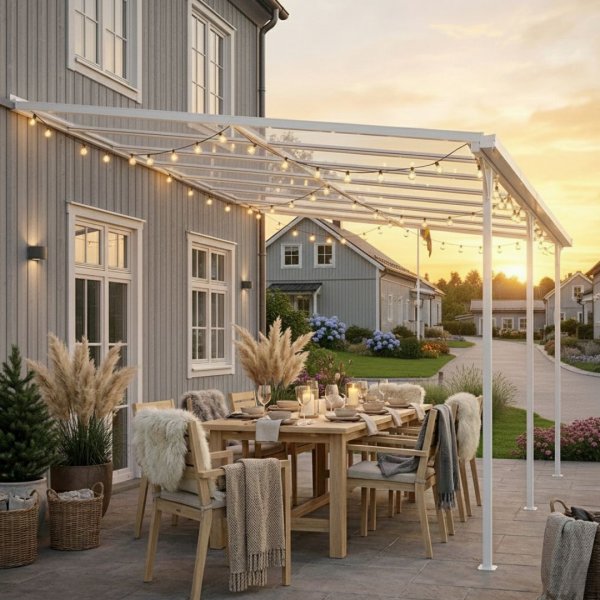 Balkongtak 5,66x2,54 | Kanalplast / Aluminium| Robust design | Hvit