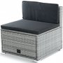 Loungemøbler i grå kunstrotting | Smart integrert oppbevaring av puter Loungemøbler i grå kunstrotting | Smart integrert oppbevaring av puter
