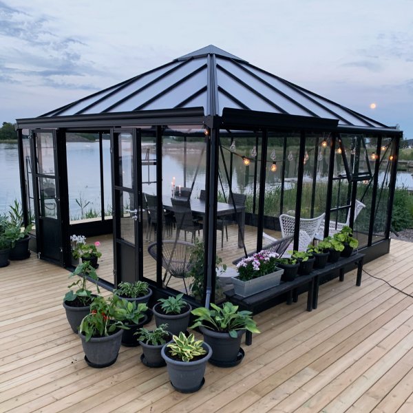 Orangeri og vinterhage 19,2m² | Firkantet premium drivhus Orangeri og vinterhage 19,2m² | Firkantet premium drivhus