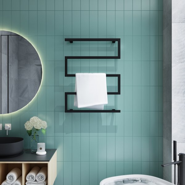 Elektrisk håndkletørker 60x80x12cm | Matt svart Elektrisk håndkletørker 60x80x12cm | Matt svart