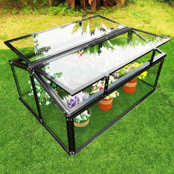 Minidrivhus | To dører | 4mm sikkerhetsglass | Svart Minidrivhus | To dører | 4mm sikkerhetsglass | Svart