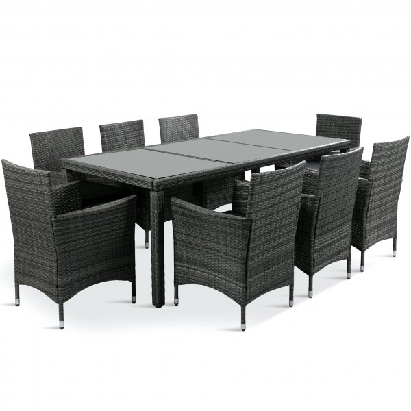 Utendørs spisegruppe med 8 stoler | Puter inkludert | Grå | Lyfco Lysekil Utendørs spisegruppe med 8 stoler | Puter inkludert | Grå | Lyfco Lysekil