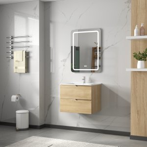 Baderomspakke 60 cm | LED-speil med antidugg og dimmer | MDF | Maya