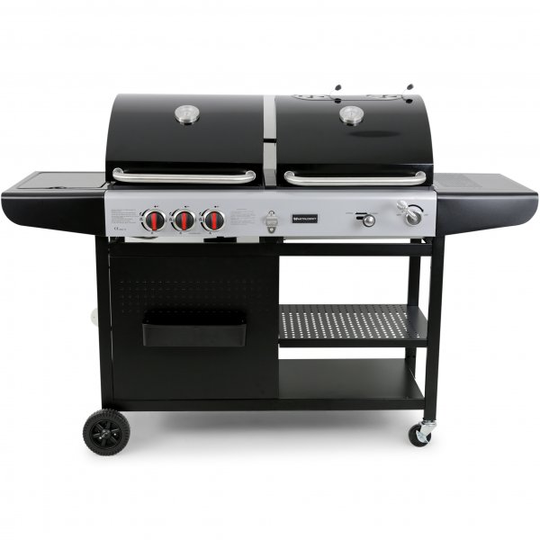 Gassgrill og kullgrill kombinert