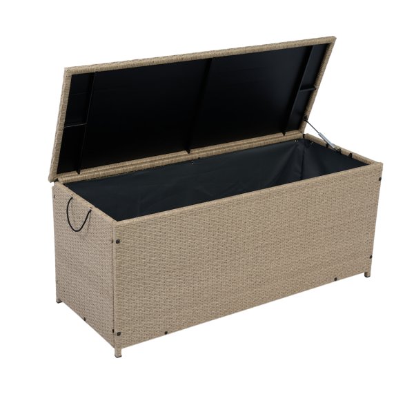 Putekasse i kunstrotting | 420 L | Oppbevaringsboks til hagem�bler | Beige