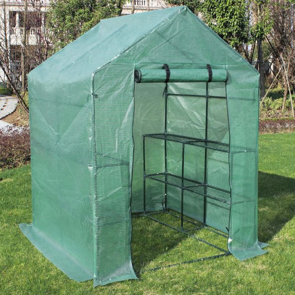 Drivhus i plast 2m� | St�lramme med PE plastdeksel