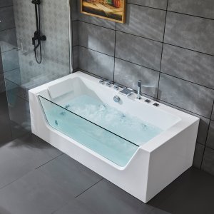 Boblebadekar med glassfront 170x80 cm | Ergonomisk nakkest�tte | BK-019