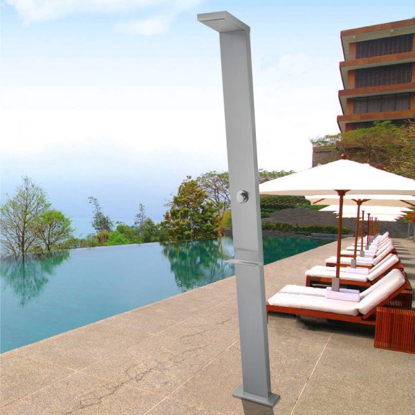 Utedusj med toppdusj og regndusj | Børstet rustfritt stål Utedusj med toppdusj og regndusj | Børstet rustfritt stål