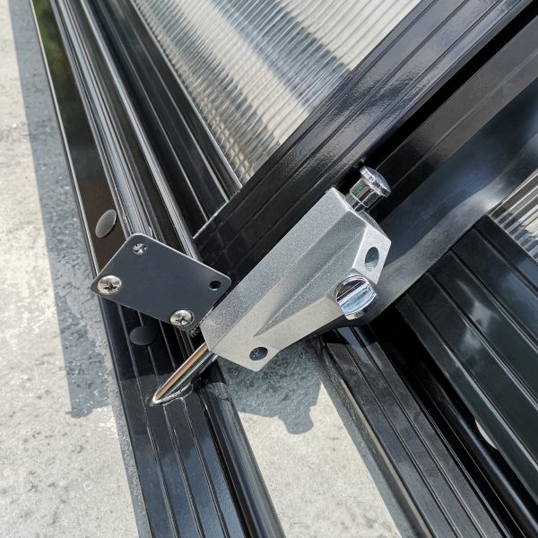 Bassengtak 4x8m med sidod�rr | Solid polykarbonat 4mm | Svart