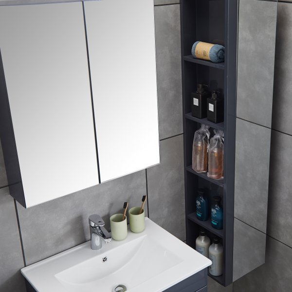 Stort baderomspakke | Kommode med vask | Gr� h�yglans