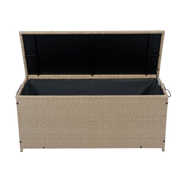 Putekasse i kunstrotting | 420 L | Oppbevaringsboks til hagem�bler | Beige