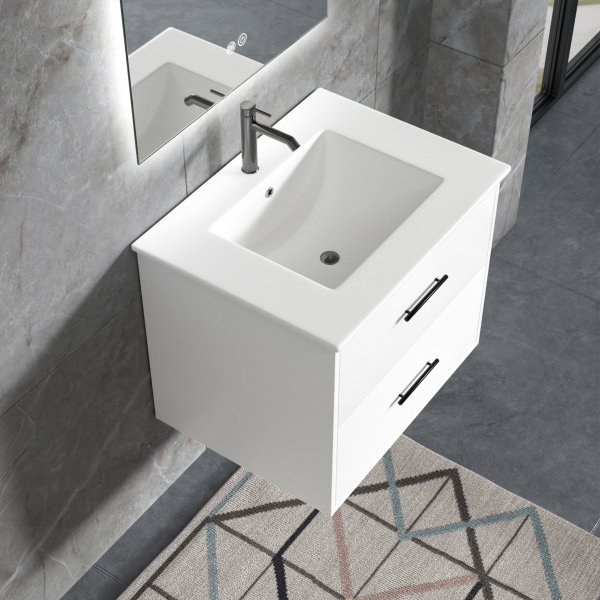 Baderomsmøbel | 60cm | LED speil | Blandebatteri og beslag i messing Baderomsmøbel | 60cm | LED speil | Blandebatteri og beslag i messing