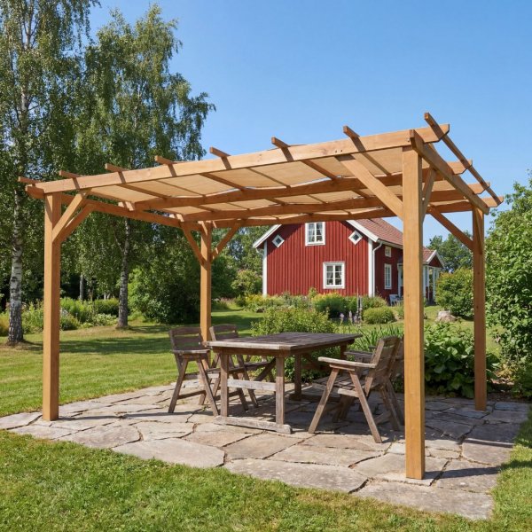 Pergola i tre | 4 � 3 m | M�rkebrun furu
