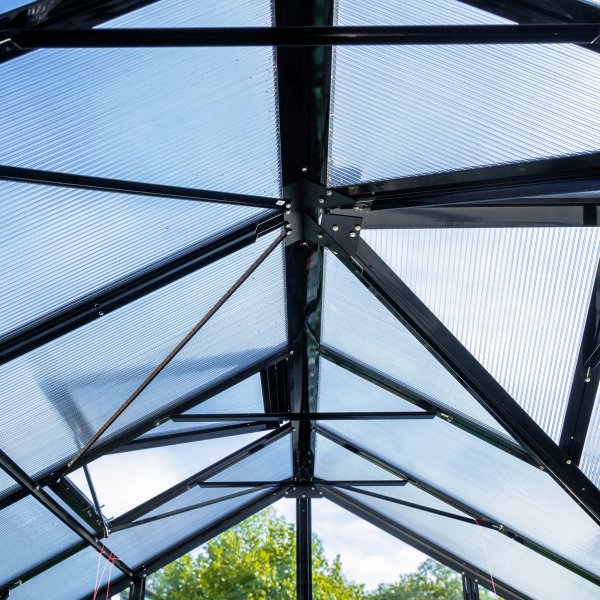 T-formet drivhus i glass 12,8m² | 4mm sikkerhetsglass | 5 års stormgaranti T-formet drivhus i glass 12,8m² | 4mm sikkerhetsglass | 5 års stormgaranti