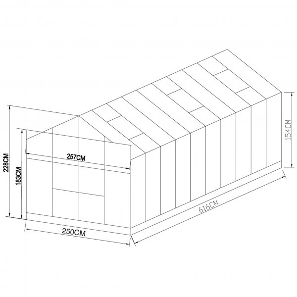 Drivhus 16 m� | 4mm sikkerhetsglass | 5 �rs stormgaranti