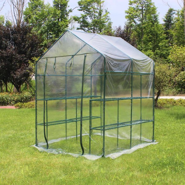 Drivhus i plast 2m² | Stålramme med PVC-belegg Drivhus i plast 2m² | Stålramme med PVC-belegg