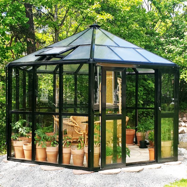 Orangeri/ Lysthus 10m | Sekskantet drivhus | Sikkerhetsglass