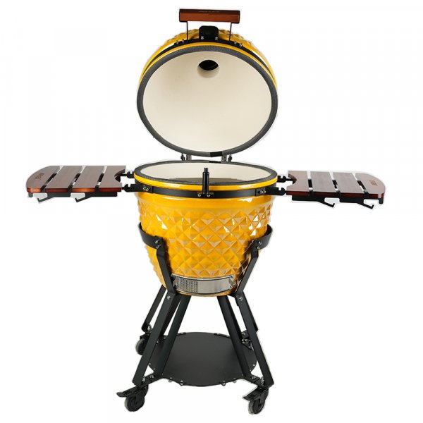 Kamado-grill �54 cm | Keramisk kullgrill i Yellow Pineapple-design med termometer | Hawaii