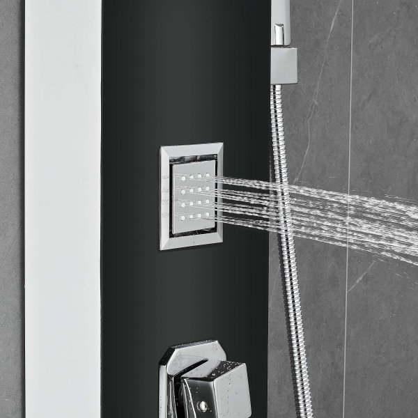 Dusjpanel i svart-hvitt rustfritt stål | Stella Dusjpanel i svart-hvitt rustfritt stål | Stella