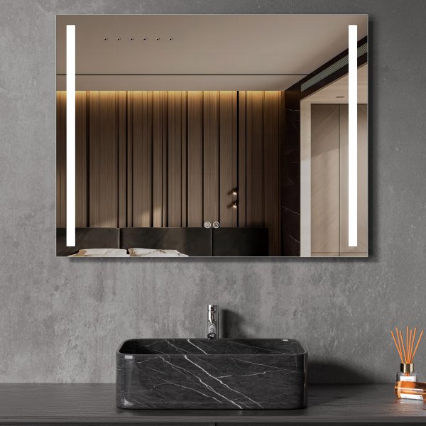 Baderomsspeil | LED lys sider | Dimmer og ber�ringskontroll | Rektangul�r