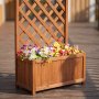 Blomsterkasse med spalje i tre | 60�30�180 cm | For klatreplanter | Brun