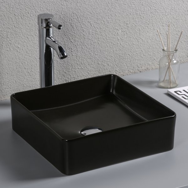 Kvadratiskt servant 37cm | Overmontert | Matt sort overflate Kvadratiskt servant 37cm | Overmontert | Matt sort overflate