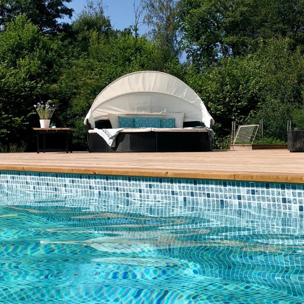 Rund solseng 230 cm | Smart innebygd oppbevaring til puter | Lyfco H�llviken