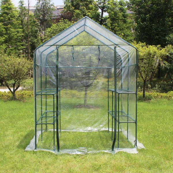 Drivhus i plast 2m² | Stålramme med PVC-belegg Drivhus i plast 2m² | Stålramme med PVC-belegg