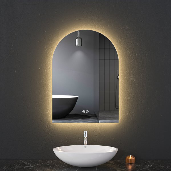 Baderomsspeil med LED-belysning | Dimmer og antidugg | ADRIENNE