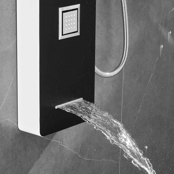 Dusjpanel i svart-hvitt rustfritt stål | Stella Dusjpanel i svart-hvitt rustfritt stål | Stella