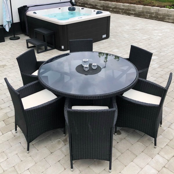 Rund utendrs spisegruppe | 6 stoler | Puter inkludert | Lyfco Tylesand