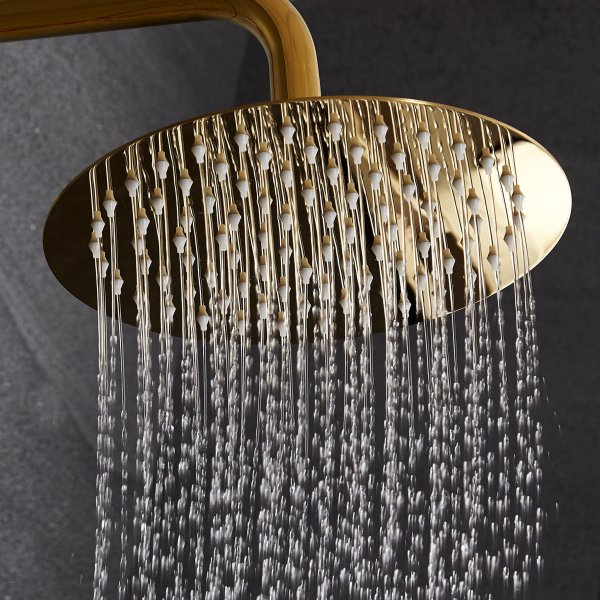 Takdusjsett i messing | 20x20 cm takdusj, h�nddusj, justerbar h�yde 83�119 cm