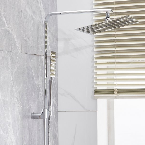 Takdusjsett med badekarbatteri | Spray ekstra høyt - Krom Takdusjsett med badekarbatteri | Spray ekstra høyt - Krom