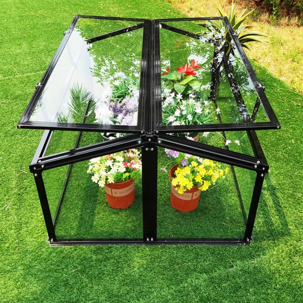 Minidrivhus | To dører | 4mm sikkerhetsglass | Svart Minidrivhus | To dører | 4mm sikkerhetsglass | Svart