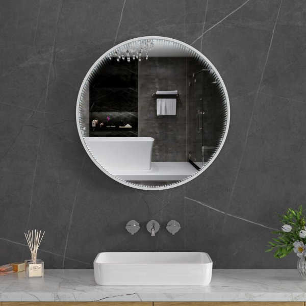 Tunnelspeil | Sølv aluminiumsramme | LED-belysning med dimmer | 800x800 mm Tunnelspeil | Sølv aluminiumsramme | LED-belysning med dimmer | 800x800 mm