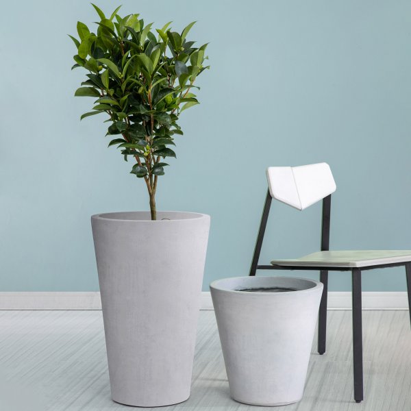 Fiberforsterket utegryte - Høy rund modell - Lys grå Fiberforsterket utegryte - Høy rund modell - Lys grå